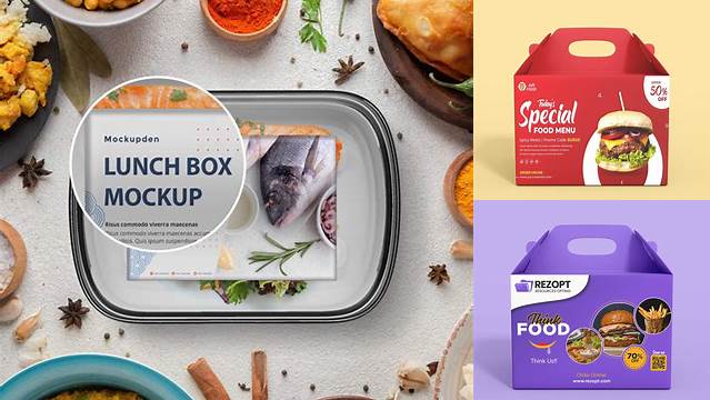 6926+ Lunch Box Mock Up Free PSD