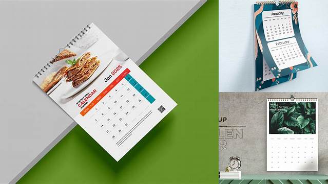 6926+ Monthly Wall Calendar PSD Mockup Half Side View Download Now High-Quality PSD Template