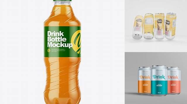 6926+ PET Can with Orange Drink PSD Mockup Premium Quality PSD Freebie