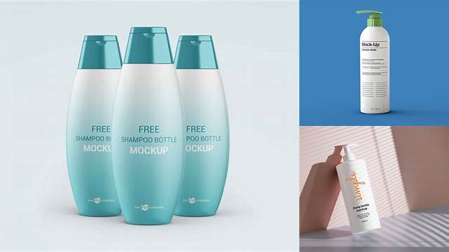 6927+ 500ml Shampoo Bottle with Lotion Pump PSD Mockup Free Editable Photoshop Template