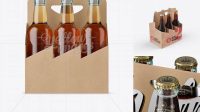 6927+ Kraft Paper 6 Pack Clear Bottle Carrier PSD Mockup Front View Professional Quality PSD Freebie