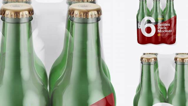 6930+ 6 Green Glass Bottles Pack PSD Mockup Advanced Editable Template Free