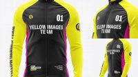 6932+ Men's Full-Zip Cycling Jersey PSD Mockup Back View Advanced Photoshop Design Free