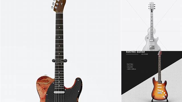 6933+ Electric Guitar PSD Mockup Front View Creative High-Resolution PSD Freebie