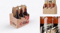 6933+ Kraft Paper 6 Pack Clear Bottle Carrier PSD Mockup Half Side View Premium Mockup Freebie