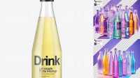 6934+ Clear Glass Bottle With Lemonade PSD Mockup Custom Mockup PSD for Free