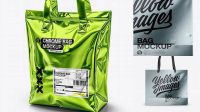 6941+ Metallic Bag with Raised Up Handles PSD Mockup Half Side View Custom Graphic Resource Free Download