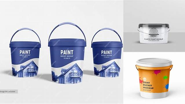 6946+ Plastic Paint Bucket PSD Mockup Front view High-Angle Shot Custom Graphic Mockup File