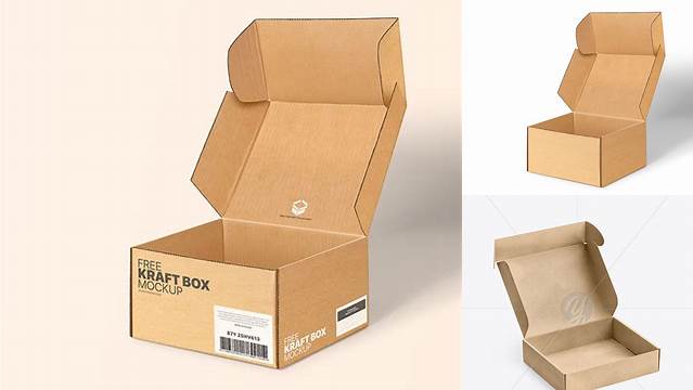 6947+ Opened Kraft Box PSD Mockup Half Side View Versatile PSD Mockup File