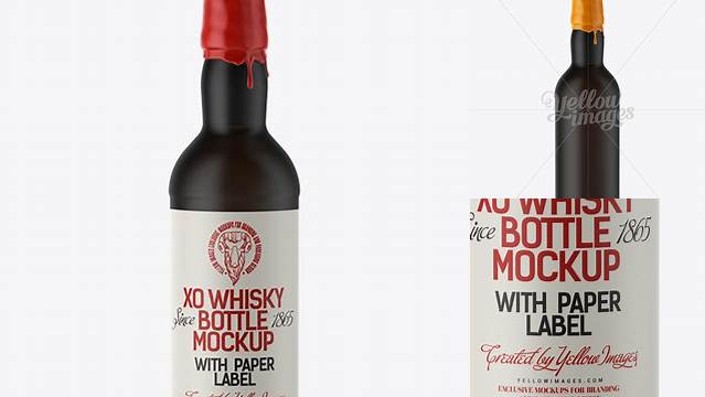 6948+ Black Matte Whisky Bottle with Wax Top PSD Mockup Premium Free Mockup PSD