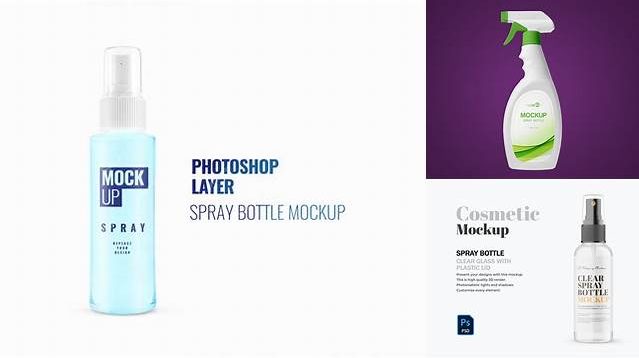 6948+ Spray Bottle PSD Mockup Half Side View Exclusive Editable PSD File