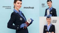 695+ Flight Attendant Uniform Mockup PSD Download