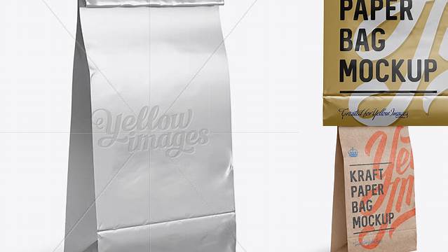 6950+ Metallic Paper Food/Snack Bag PSD Mockup Halfside View Download Now High-Quality PSD Template