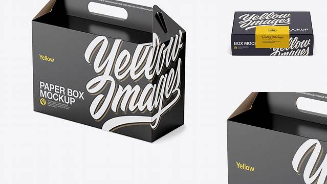 6952+ Glossy Paper Box Front View High-Angle Shot Fully Customizable Mockup PSD Free