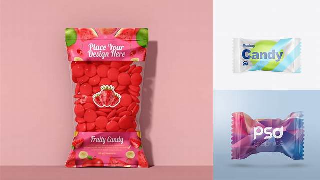 6959+ Candy in Frosted Pack PSD Mockup Customizable Photoshop Template