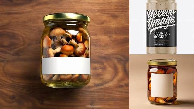 6959+ Glass Jar With Mushroom Sauce PSD Mockup Elegant and Stylish Free PSD