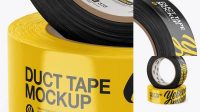 696+ Two Glossy Duct Tape Rolls PSD Mockup Front View High-Quality Design Free PSD