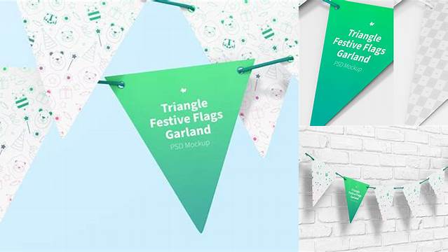 6963+ Festive Flags Garland PSD Mockup Exclusive Digital PSD Resource