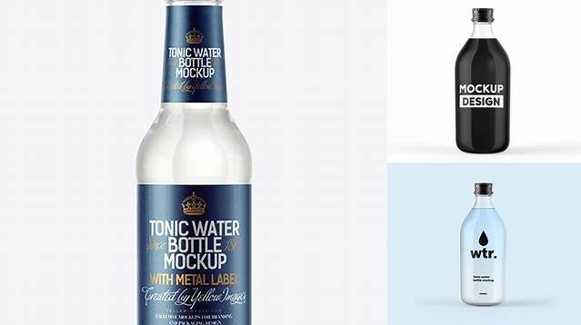 6966+ 200ml Clear Glass Bottle with Tonic PSD Mockup Free Professional PSD Download