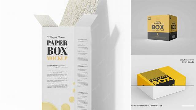 6966+ Paper Box PSD Mockup Front & Side Views Creative Layered Mockup Freebie