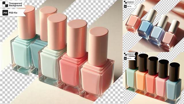 6968+ Clear Nail Polish Square Bottle PSD Mockup Unique and Creative Free PSD File