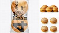 6968+ Hamburger Sesame Buns 4 Pack PSD Mockup Smart Object PSD Template