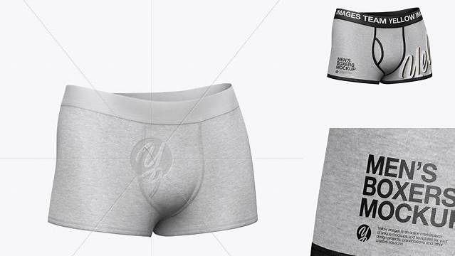 6969+ Melange Men's Boxer Briefs PSD Mockup Half Side View Smart Editable Design Mockup