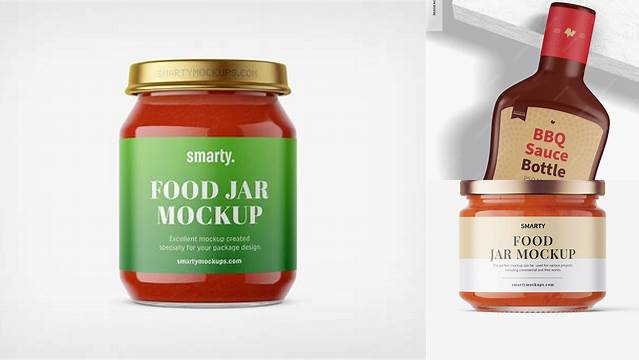 6972+ Glossy Sauce Jar PSD Mockup Creative Design PSD Free Download