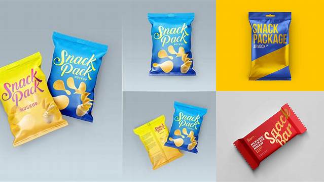 6973+ Snack Pack PSD Mockup Half Side View Free PSD for Creatives