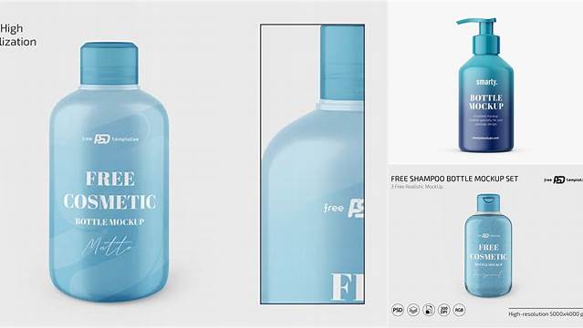 6975+ Blue Shampoo Bottle PSD Mockup Easy-to-Edit Photoshop Freebie