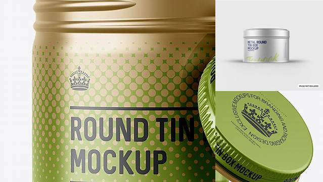 698+ 50ml Matte Metal Round Tin Box PSD Mockup Front View Editable and Customizable PSD