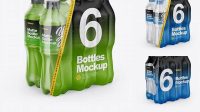 6981+ Transparent Shrink Pack with 6 Plastic Matte Bottles PSD Mockup Half Side View Creative PSD Resources