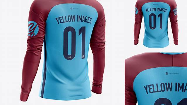 6984+ Men’s Soccer Team Jersey LS PSD Mockup Back View Download Free PSD