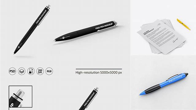 6984+ Paper Sheet With Pen PSD Mockup Professional PSD Mockup