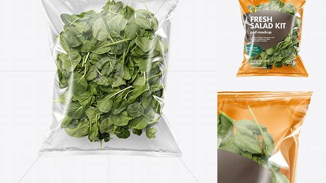 6984+ Plastic Bag With Baby Spinach PSD Mockup Exclusive Free Creative Resource