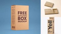 6987+ Kraft Paper Box PSD Mockup Halfside View High-Angle Shot Creative Free PSD Graphic Design