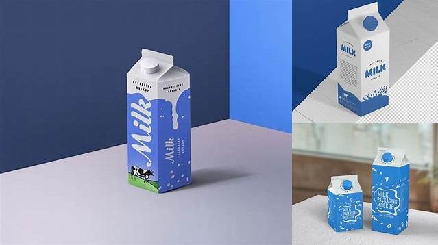 6989+ 1L Milk Carton Package PSD Mockup High-End Layered Mockup Free