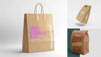 6990+ Kraft Bag PSD Mockup Front & Top Views Creative Layered Mockup Freebie