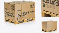 700+ Wooden Pallet With Kraft Box PSD Mockup Half Side View Photoshop Freebie