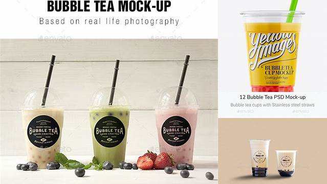 7001+ Bubble Tea Mock Up Editable Photoshop File