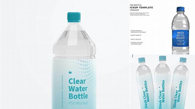 7001+ Clear PET 1L Water Bottle PSD Mockup High-End Professional PSD Resources