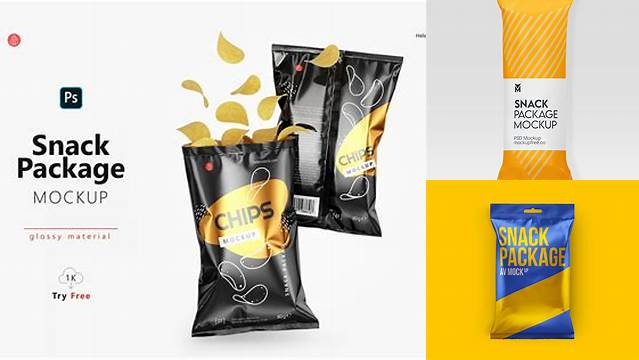 7001+ Glossy Snack Package PSD Mockup Halfside View Free Graphic Mockup PSD