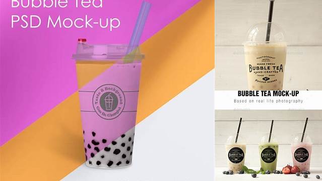 7005+ Bubble Tea Mockup Unique High-Resolution PSD