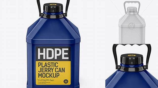 7005+ Glossy Jerrycan PSD Mockup Front View High Angle Shot Creative Digital PSD Download