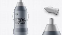 7005+ Matte Metallic USB Car Charger PSD Mockup Front View PSD for Creative Projects