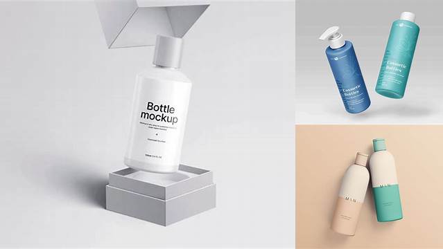 7007+ Plastic Cosmetic Bottle PSD Mockup Front View Free Mockup PSD Template