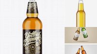 7008+ Clear Plastic Gold Beer Bottle PSD Mockup Smart PNG Image