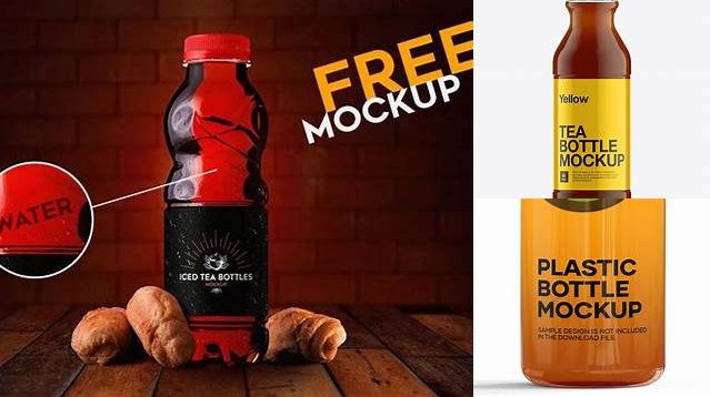 7008+ Glass Cold Tea Bottle PSD Mockup Free Mockup PSD Template