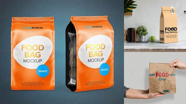 7008+ Kraft Paper Stand-up Food Bag PSD Mockup Smart Object PSD Template