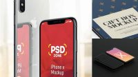 7008+ Matte Gift Box With Apple iPhone X PSD Mockup Top View Creative Design Mockup